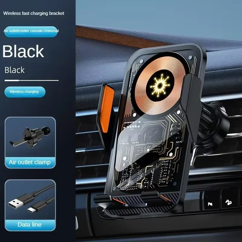 Car Wireless Charger Auto Mount Phone Holder for Iphone 17 16 15 14 13 12 Samsung Xiaomi Infrared Induction Fast Charging Stand